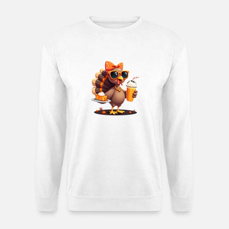 Thanksgiving Turkey with Sunglasses - Unisex Sweatshirt - white