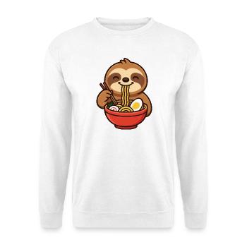 Cute Sloth Cartoon with Noodles Ramen Minimalist - Unisex Sweatshirt - white - Front