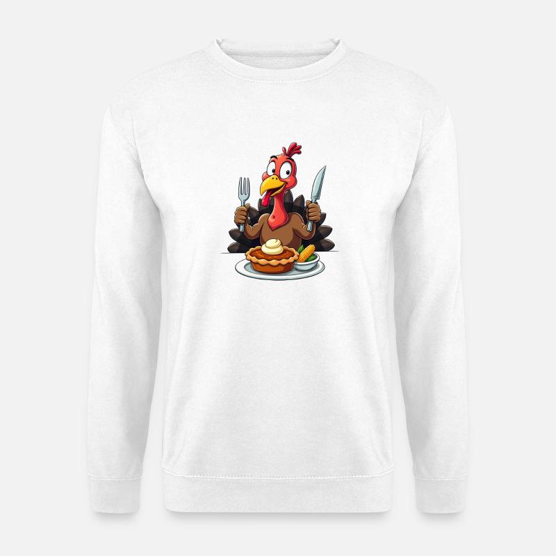 Thanksgiving Lustiger Thanksgiving Truthahn - Unisex Pullover - Weiß