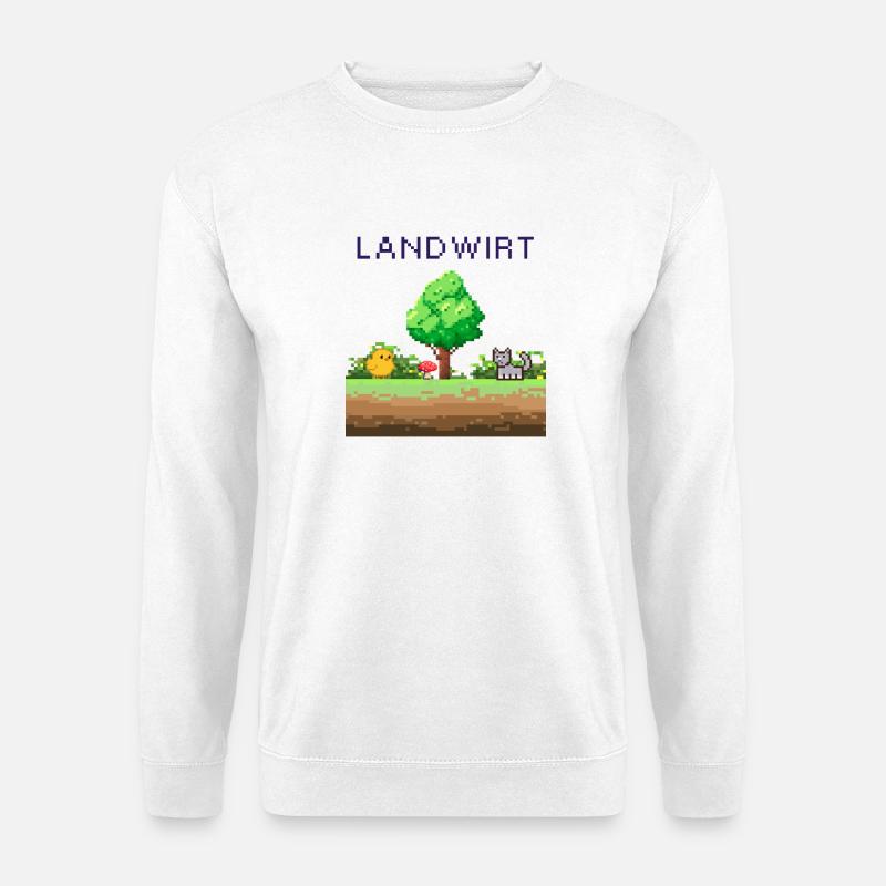 Landwirt Pixelwelt Ländliche Szene - Unisex Pullover - Weiß