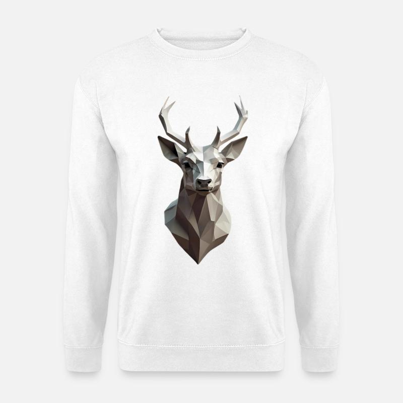 Geometric Deer Head Low-Poly - Unisex Sweatshirt - white