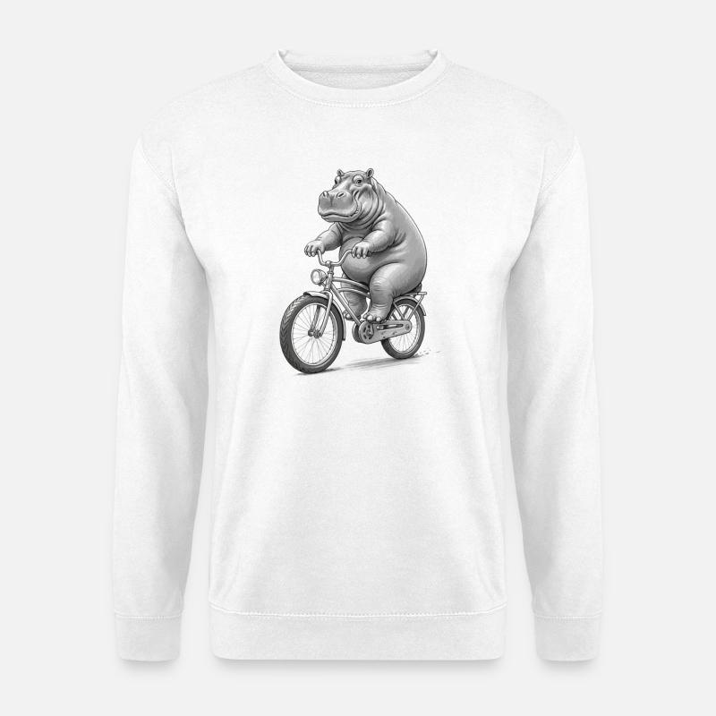 Hippo on a Bicycle - Unisex Sweatshirt - white