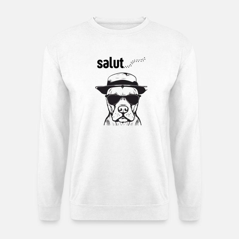 Cooler Hund mit Sonnenbrille – Stilvolles Hunde-T-Shirt mit - Unisex Pullover - Weiß