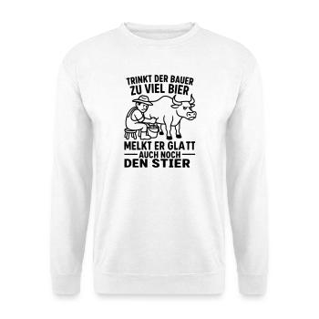 Fermier traiteur de taureaux disant boire de la bière - Sweat-shirt Unisexe - blanc - Devant
