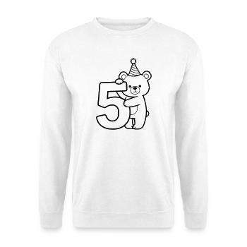 Party Bear with Number 5 Cartoon Illustration - Unisex Sweatshirt - white - Front