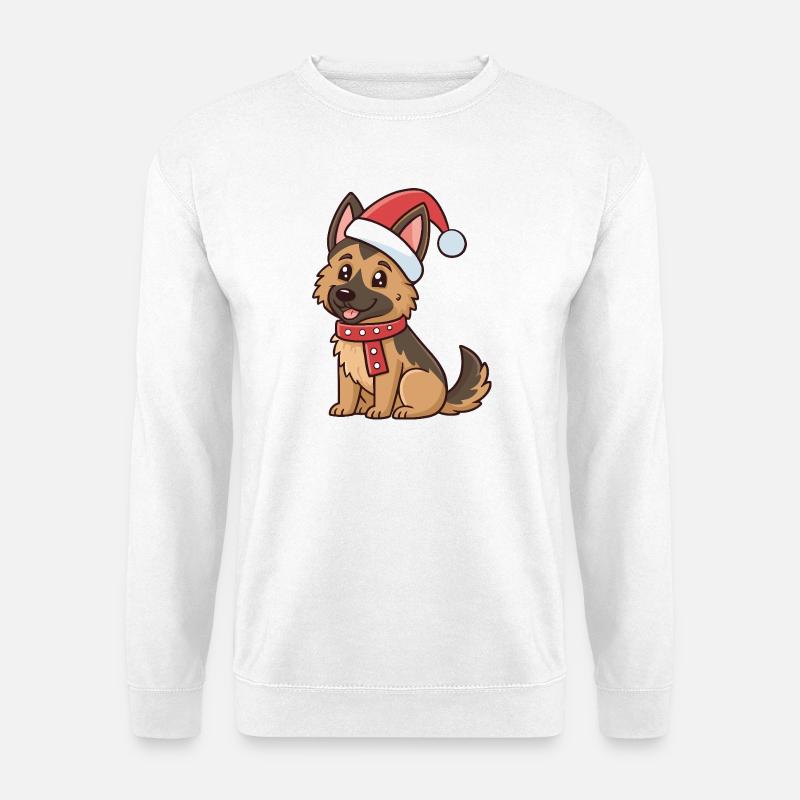 Puppy Shepherd Weihnachtshut Rot - Unisex Pullover - Weiß