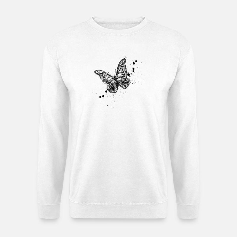 Schmetterling Illustration - Unisex Pullover - Weiß