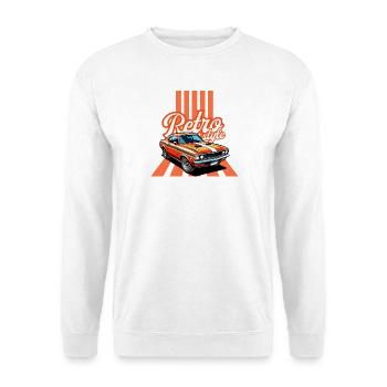 Retro-Auto und Vintage-Flair - Unisex Pullover - Weiß - Vorne - Alina (178cm) & Michal (187cm)