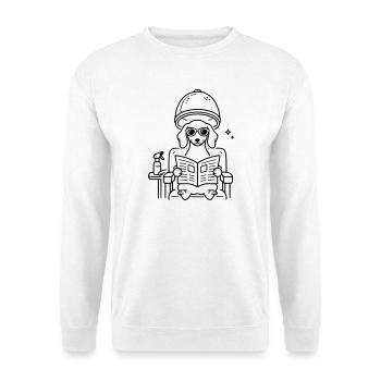 Hund Dackel beim Frisör Minimalistisch Line Art - Unisex Pullover - Weiß - Vorne