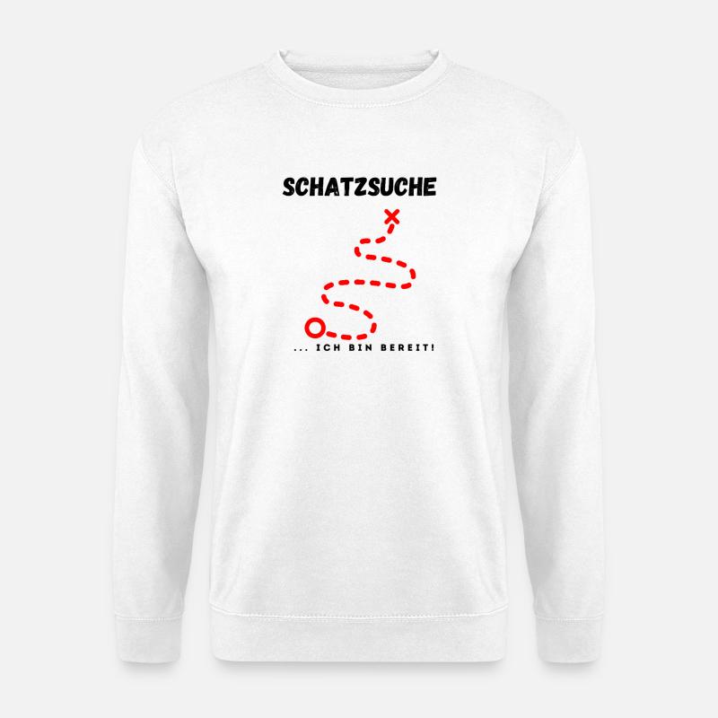 Schatzsuche_ich_bin_bereit - Unisex Pullover - Weiß