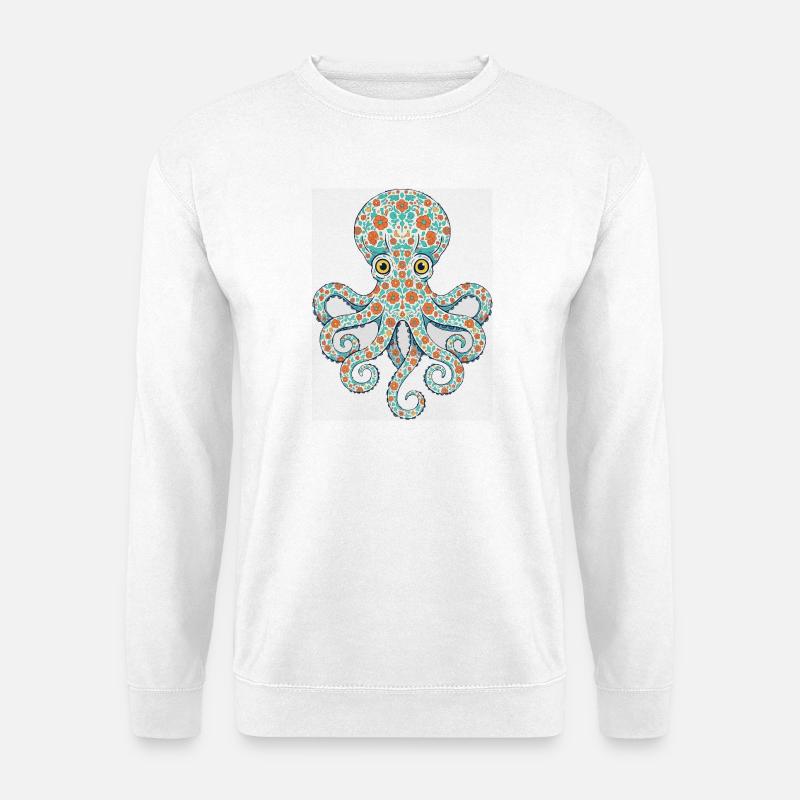 Blumen-Oktopus - Unisex Pullover - Weiß
