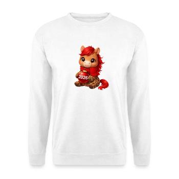 Ornement de Noël Kawaii Horse 2026 - Sweat-shirt Unisexe - blanc - Devant