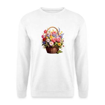 Panier en osier avec des fleurs printanières - Sweat-shirt Unisexe - blanc - Devant