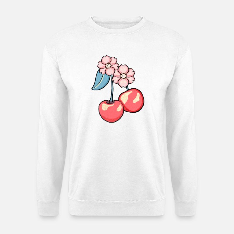 Kirschblüten Charme Illustration - Unisex Pullover - Weiß