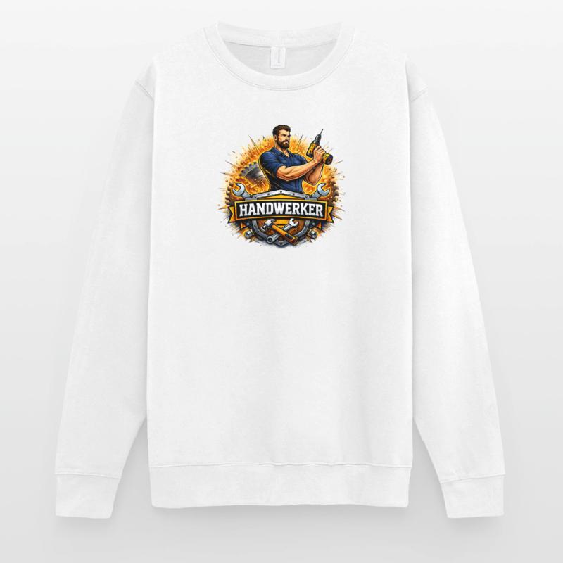 Handwerker Logo – Comic Style mit Bohrer Unisex Pullover