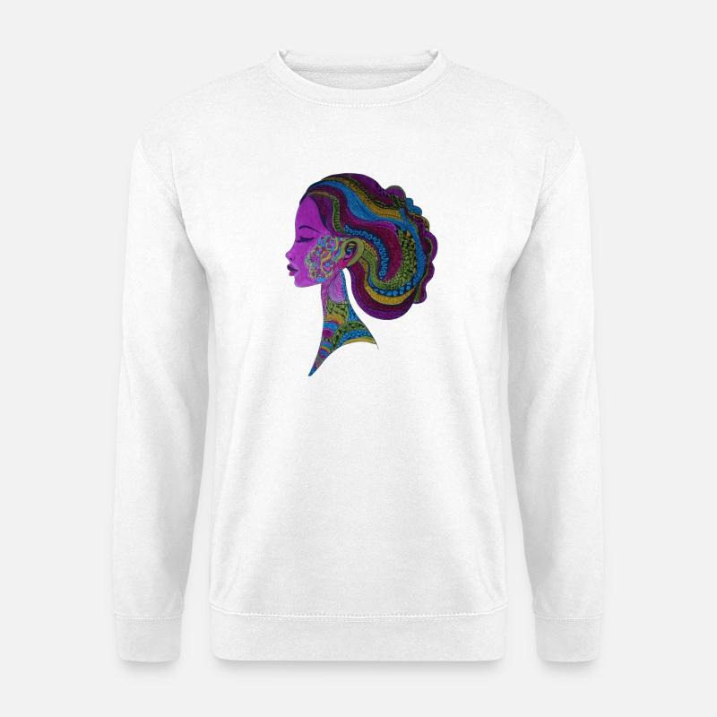 Farbenfrohes Dreadlocks-Porträt - Unisex Pullover - Weiß