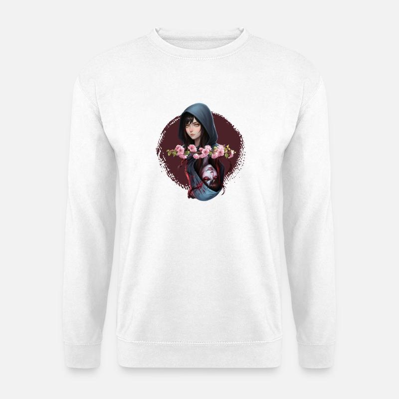 Hooded Noir Blütenrose - Unisex Pullover - Weiß