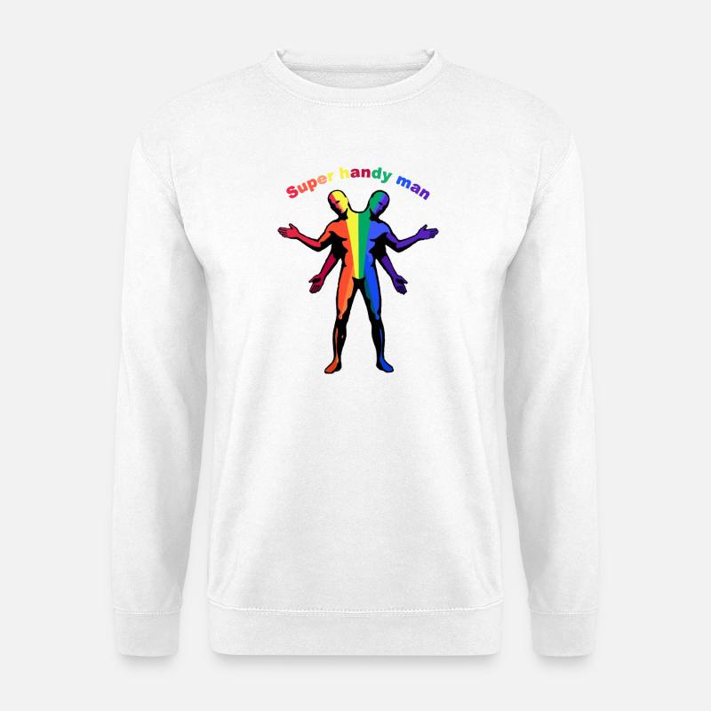 Super-Handwerker-Regenbogen - Unisex Pullover - Weiß