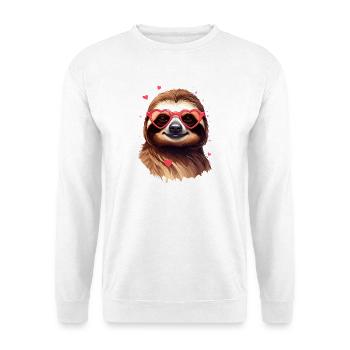 Faultier mit Herzbrille zum Valentinstag - Unisex Pullover - Weiß - Vorne