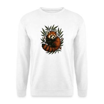 Roter Panda im Blattwerk Vintage - Unisex Pullover - Weiß - Vorne