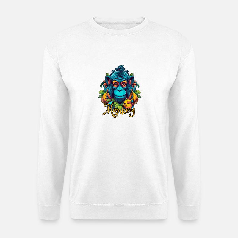 Neon Tropical Monkey Head - Unisex Sweatshirt - white