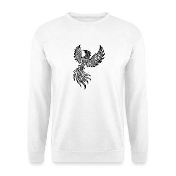 Schwarzer Phönix Ornament-Design - Unisex Pullover - Weiß - Vorne