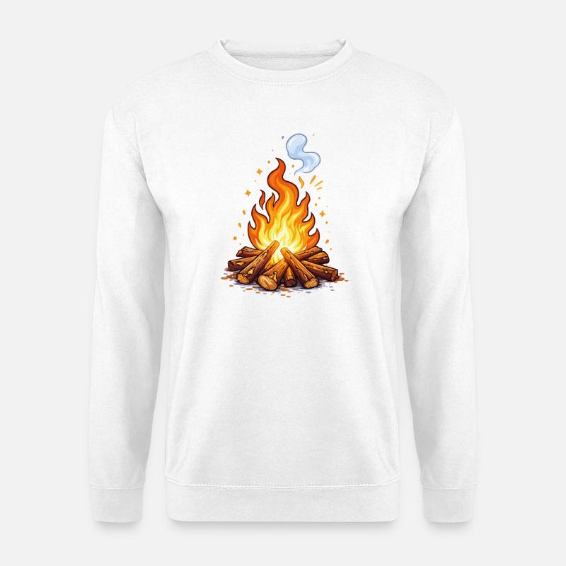 Lagerfeuer Cartoon Flamme - Unisex Pullover - Weiß