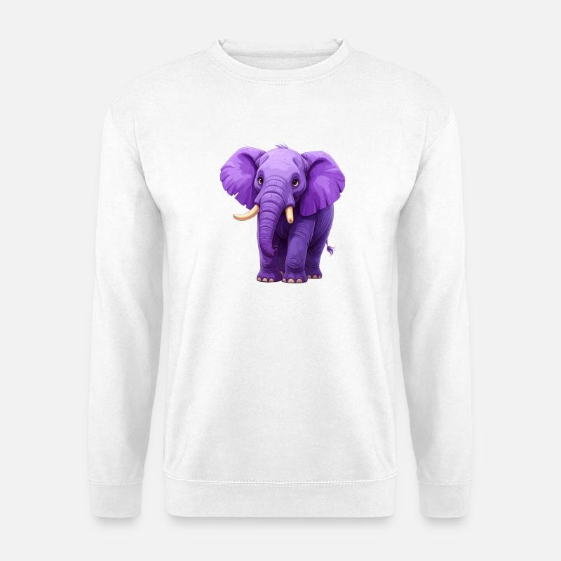lila Elefant - Unisex Pullover - Weiß