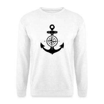 Anker Kompass Silhouette - Unisex Pullover - Weiß - Vorne
