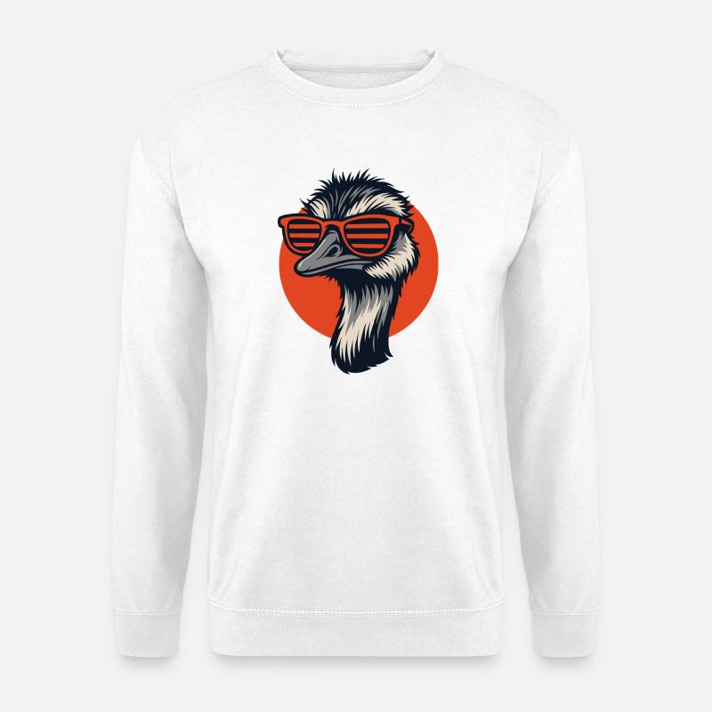 Strauß mit Retro-Sonnenbrille - Unisex Pullover - Weiß