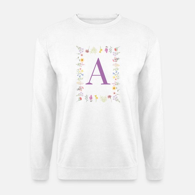 Initiale florale - Sweat-shirt Unisexe - blanc