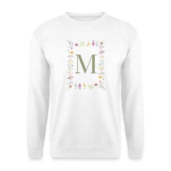 Initiale M Blumen Monogramm - Unisex Pullover - Weiß - Vorne