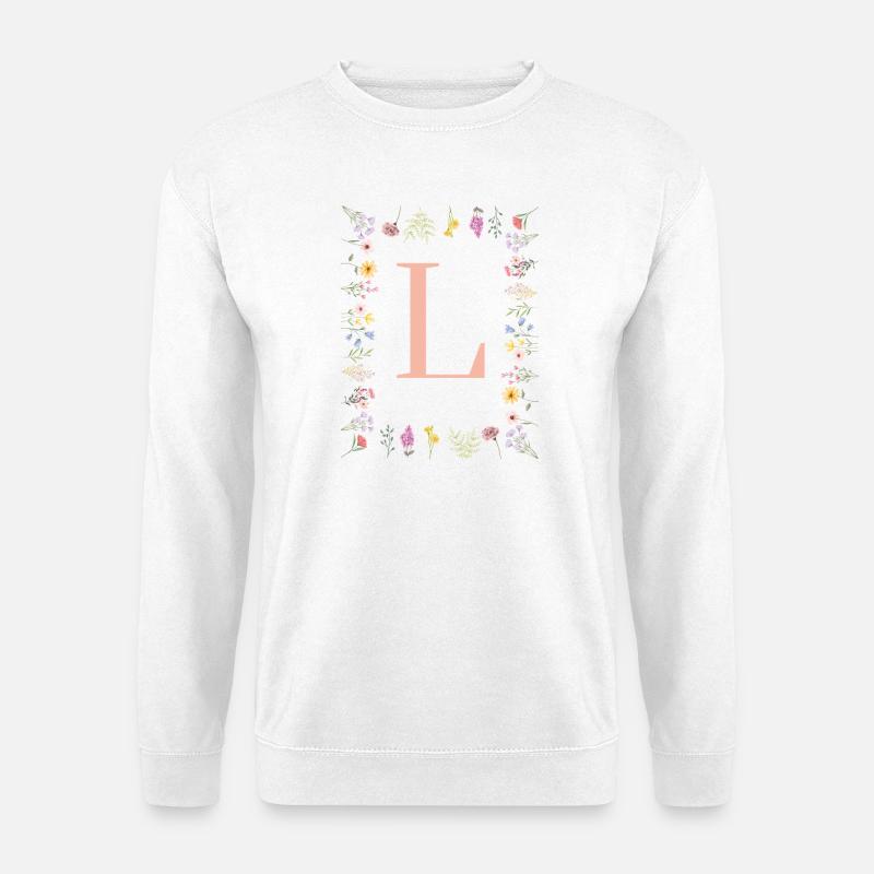 Initiales florales « L », lettres monogrammes - Sweat-shirt Unisexe - blanc