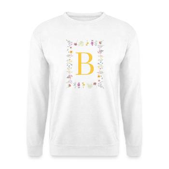 Florale Initialen "B", Buchstaben Monogramm  - Unisex Pullover - Weiß - Vorne