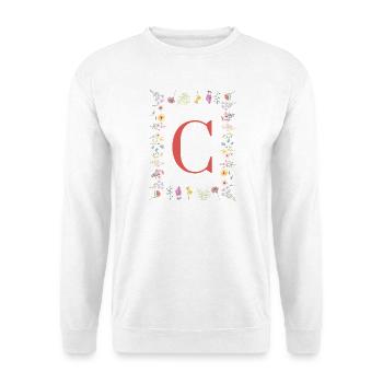 Florale Initialen "C", Buchstaben Monogramm  - Unisex Pullover - Weiß - Vorne