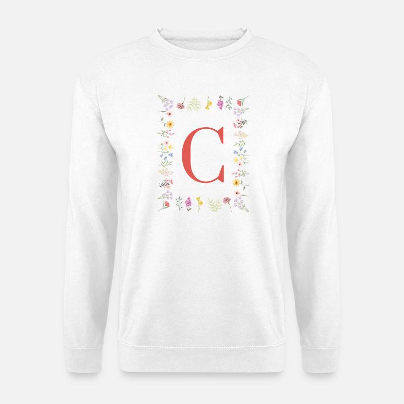 Floral initials "C", letters monogram - Unisex Sweatshirt - white