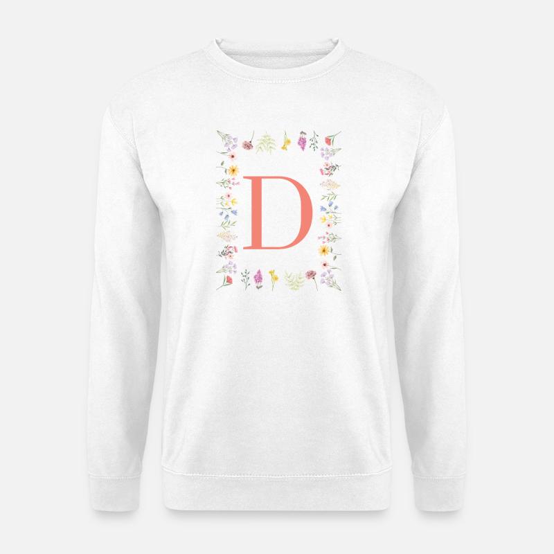 Initiales florales « D », lettres monogrammes - Sweat-shirt Unisexe - blanc