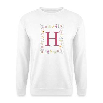 Florale Initialen "H", Buchstaben Monogramm - Unisex Pullover - Weiß - Vorne