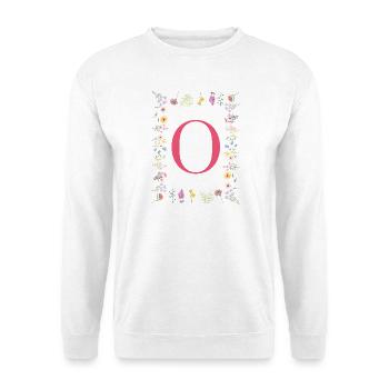 Florale Initialen "O", Buchstaben Monogramm  - Unisex Pullover - Weiß - Vorne