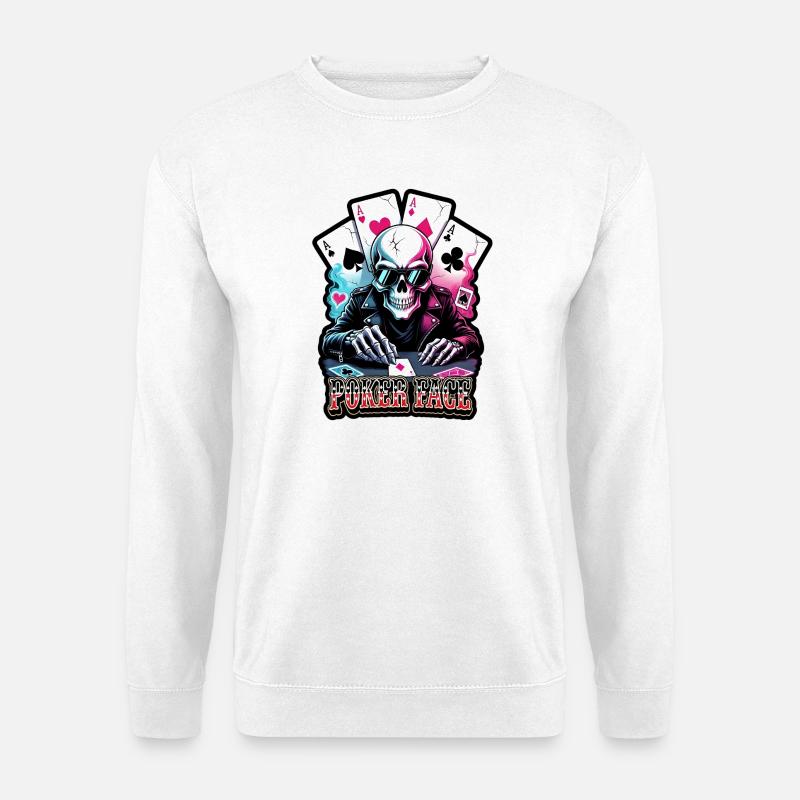 Poker Schädel Neon Look - Unisex Pullover - Weiß