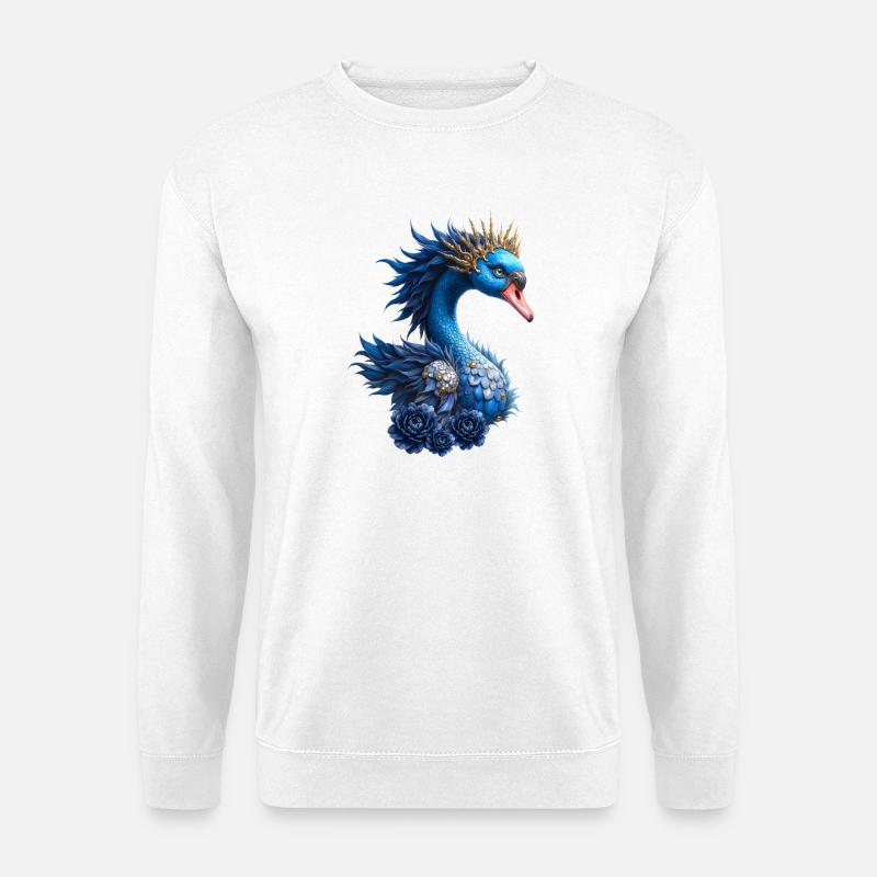 Königsblauer Vogel mit Krone - Unisex Pullover - Weiß