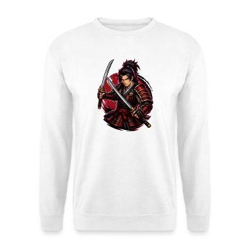 Samurai-Kämpfer in rotem Wirbel - Unisex Pullover - Weiß - Vorne
