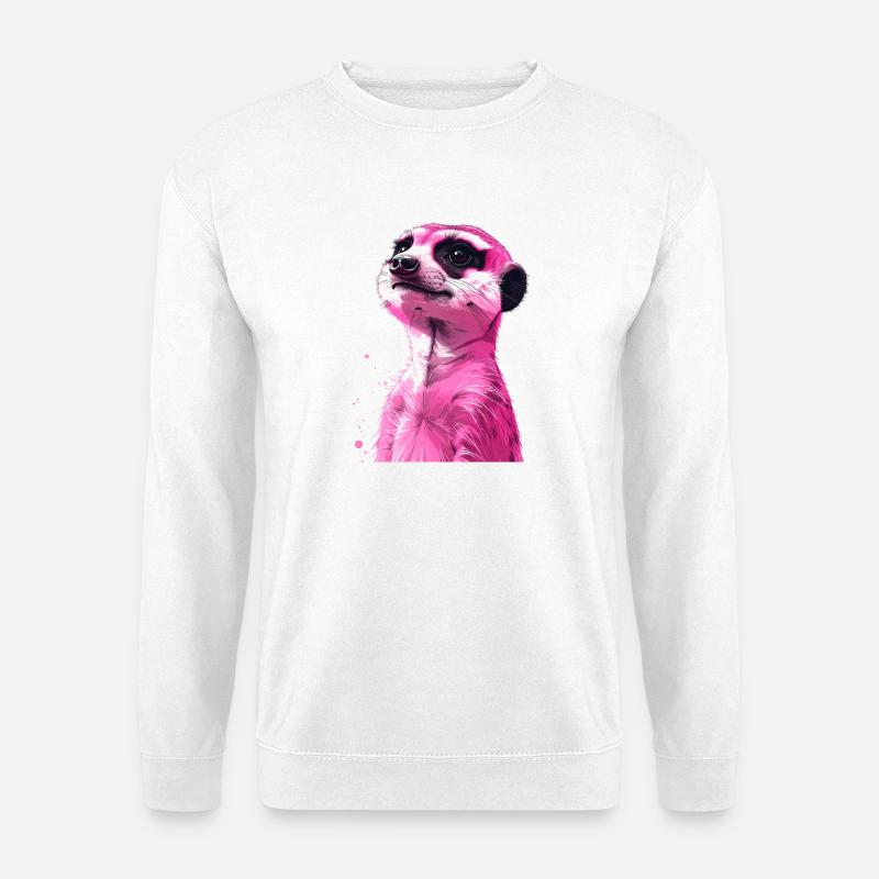 rosa Erdmännchen - Unisex Pullover - Weiß