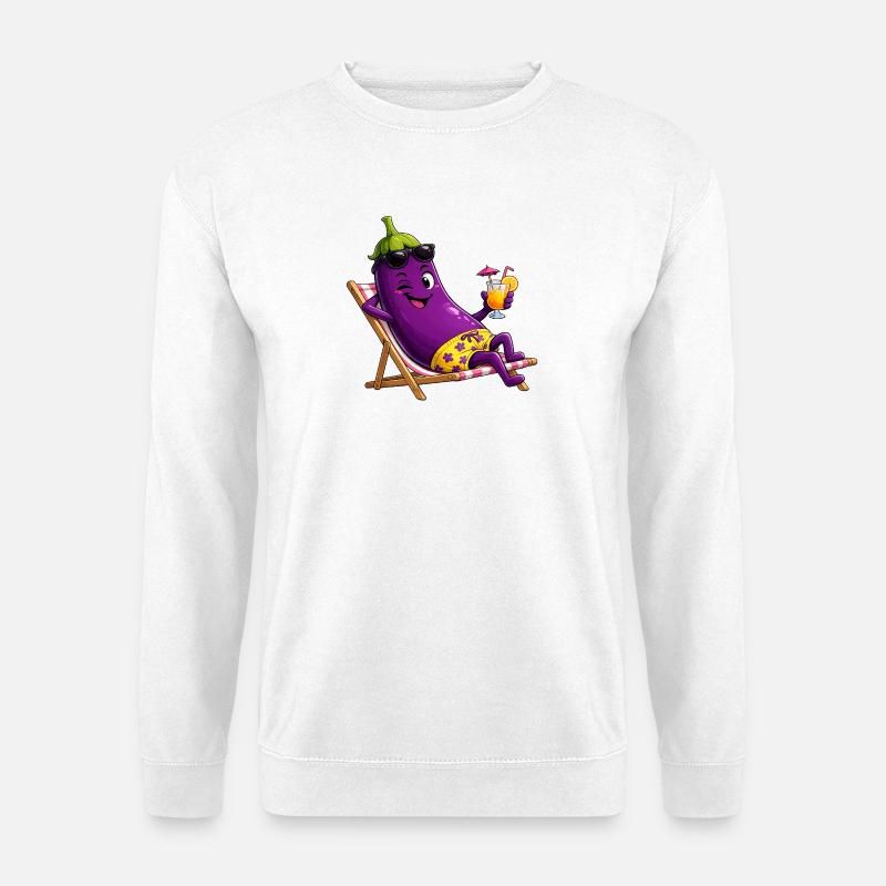 Aubergine im Urlaub in der Sonne - Unisex Pullover - Weiß