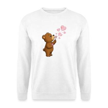 Cute Bear with Heart Soap Bubbles Motif - Unisex Sweatshirt - white - Front