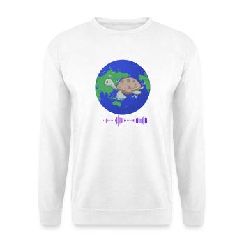 Tortue sur le globe avec onde sonore - Sweat-shirt Unisexe - blanc - Devant