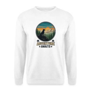 Wandern – Outdoor-Abenteuer – Abenteuer erwartet dich - Unisex Pullover - Weiß - Vorne