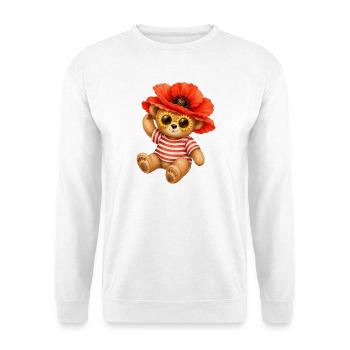 Cute Teddy Bear with Poppy Hat & Floral Glasses - Unisex Sweatshirt - white - Front