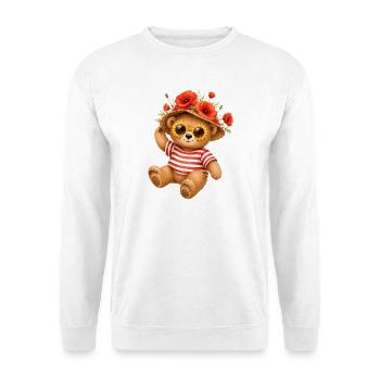 Petit ours mignon en été avec un chapeau de pavots - Sweat-shirt Unisexe - blanc - Devant