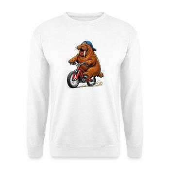 Walroß auf dem Fahrrad - Unisex Pullover - Weiß - Vorne
